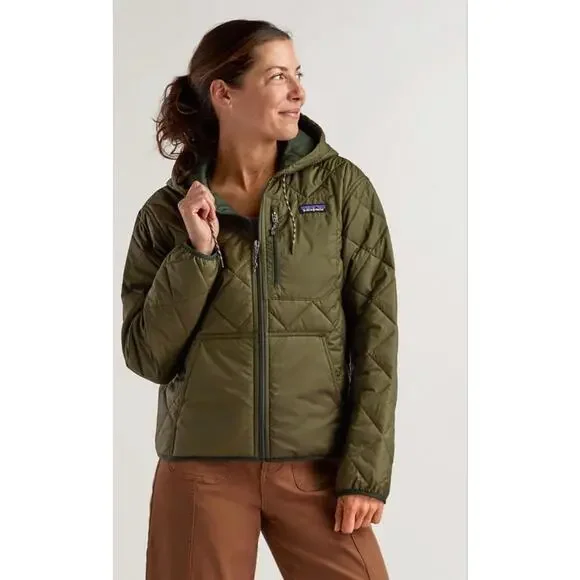 Patagonia Diamond Quilted Bomber Hoody Jacket Women's Size L NWT Basin Green - Picture 4 of 9